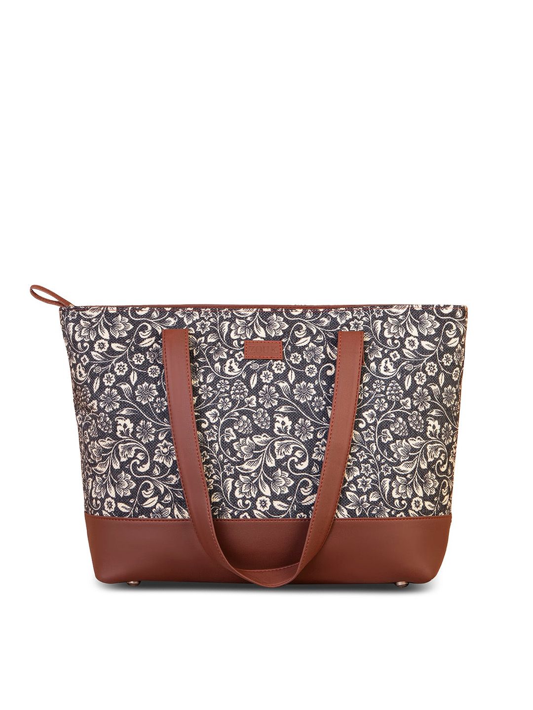 ZOUK Black Ethnic Motifs Printed Structured Shoulder Bag