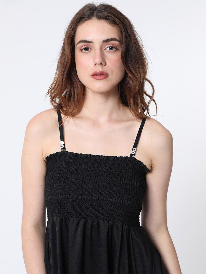 RAREISM Strapless Sleeveless Smocked Detail Fit & Flare Tube Dress