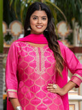 Vishudh Embroidered Thread Work Kurta & Trousers With Dupatta
