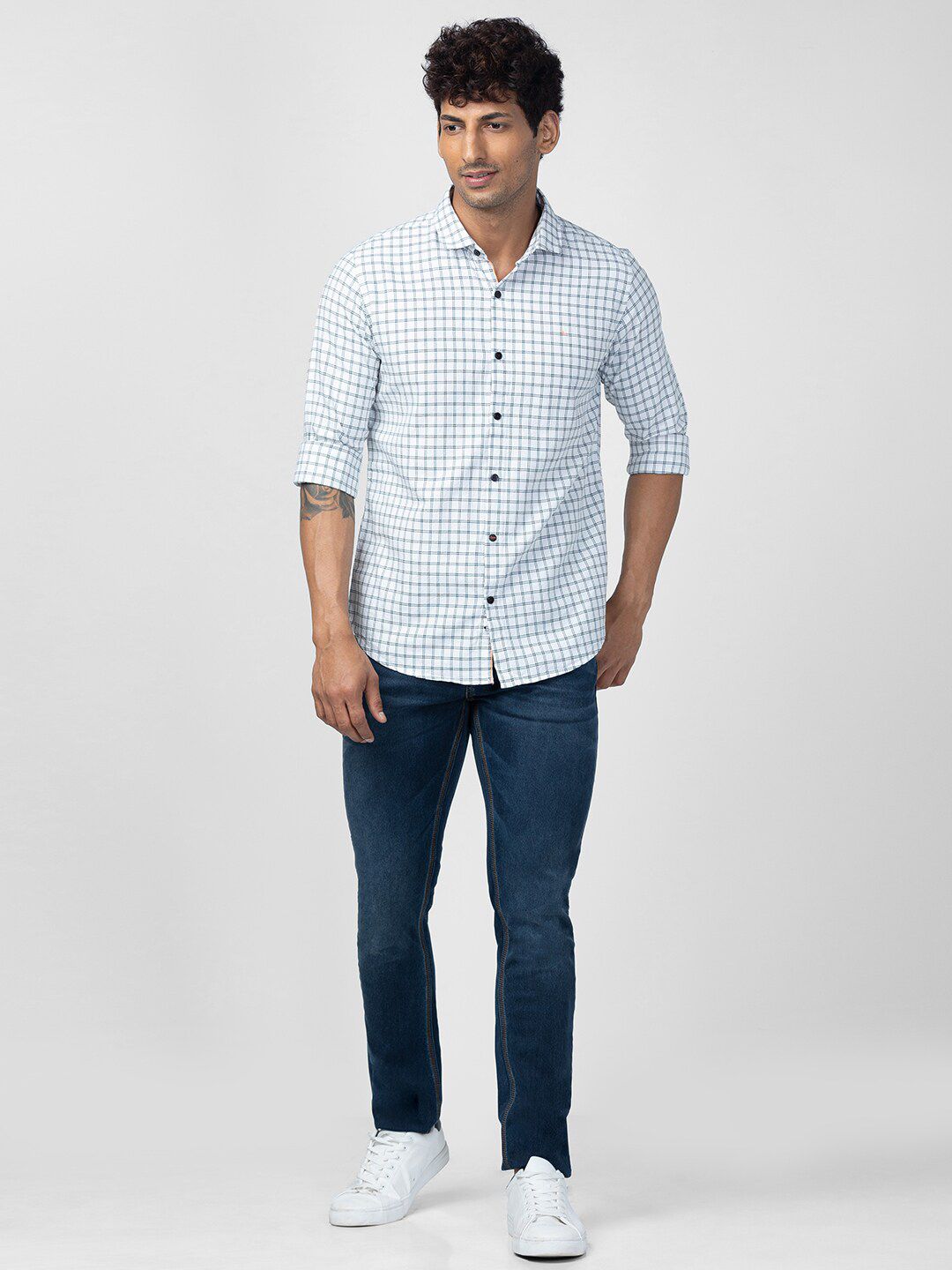 SPYKAR Men Slim Fit Grid Tattersall Checks Checked Casual Shirt