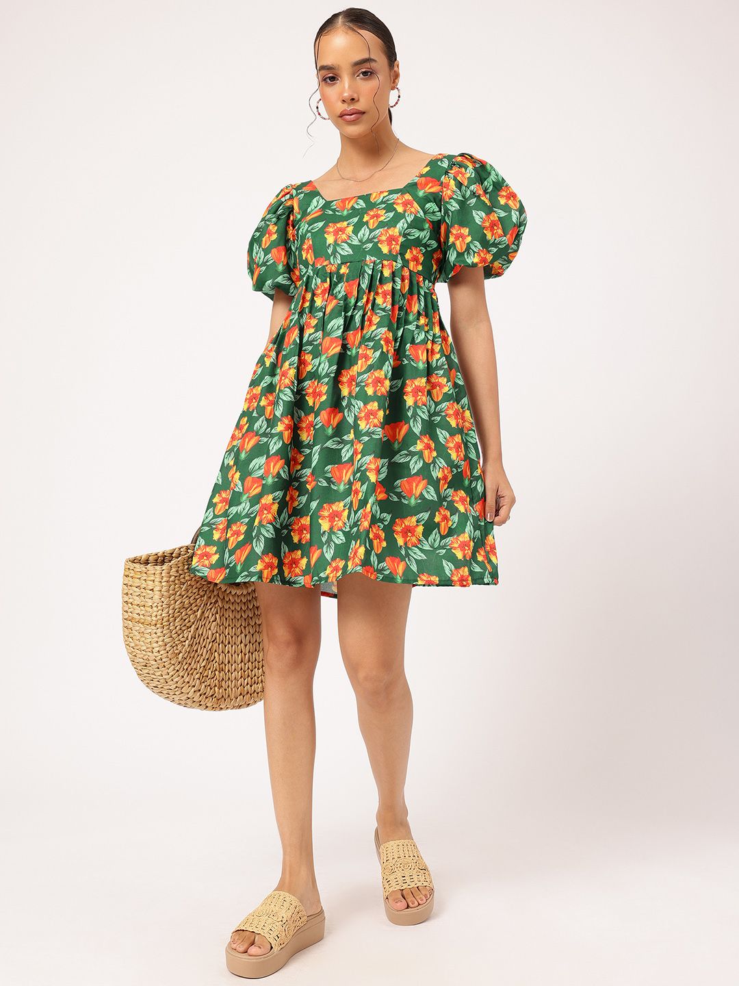 DressBerry Serene Serenity Floral Print Mini Empire Dress