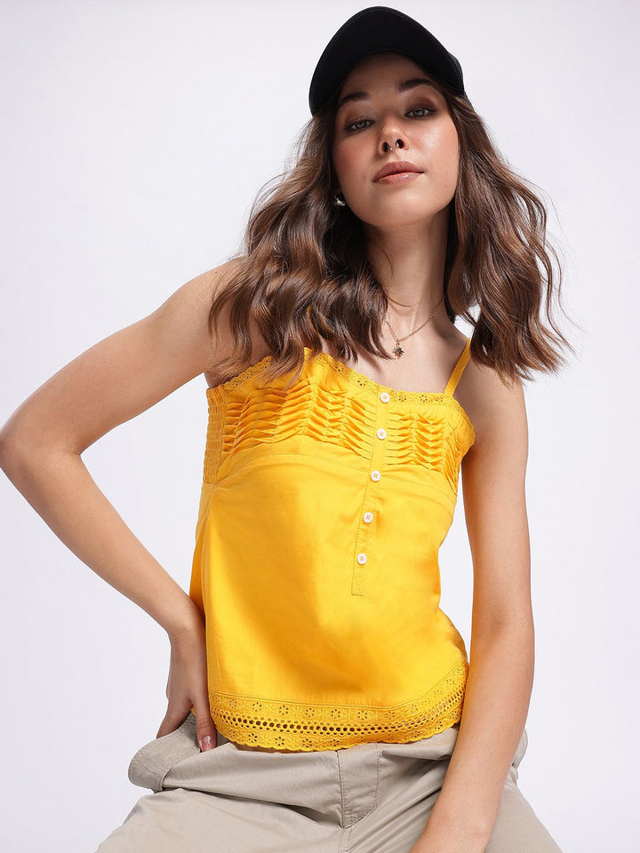 DressBerry Sunkissed Silhouettes Schiffli Embroidered Smocked Top