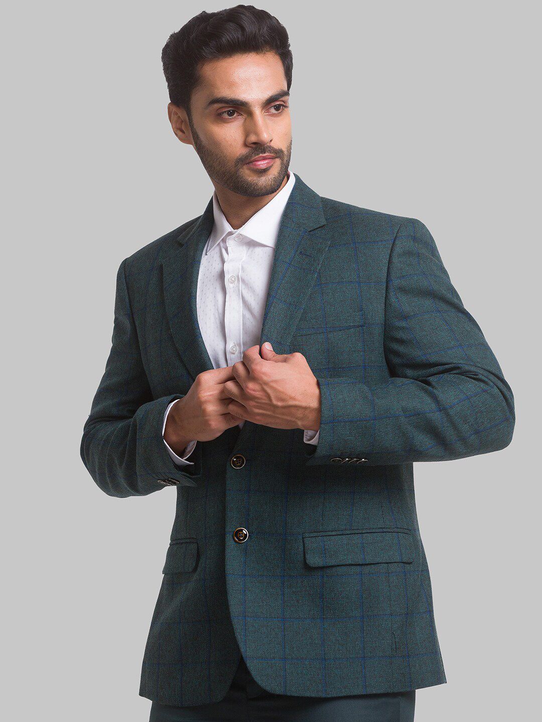 Park Avenue Men Checked Single Breasted Blazers