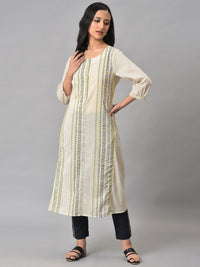 W Women Striped Cotton Kurta