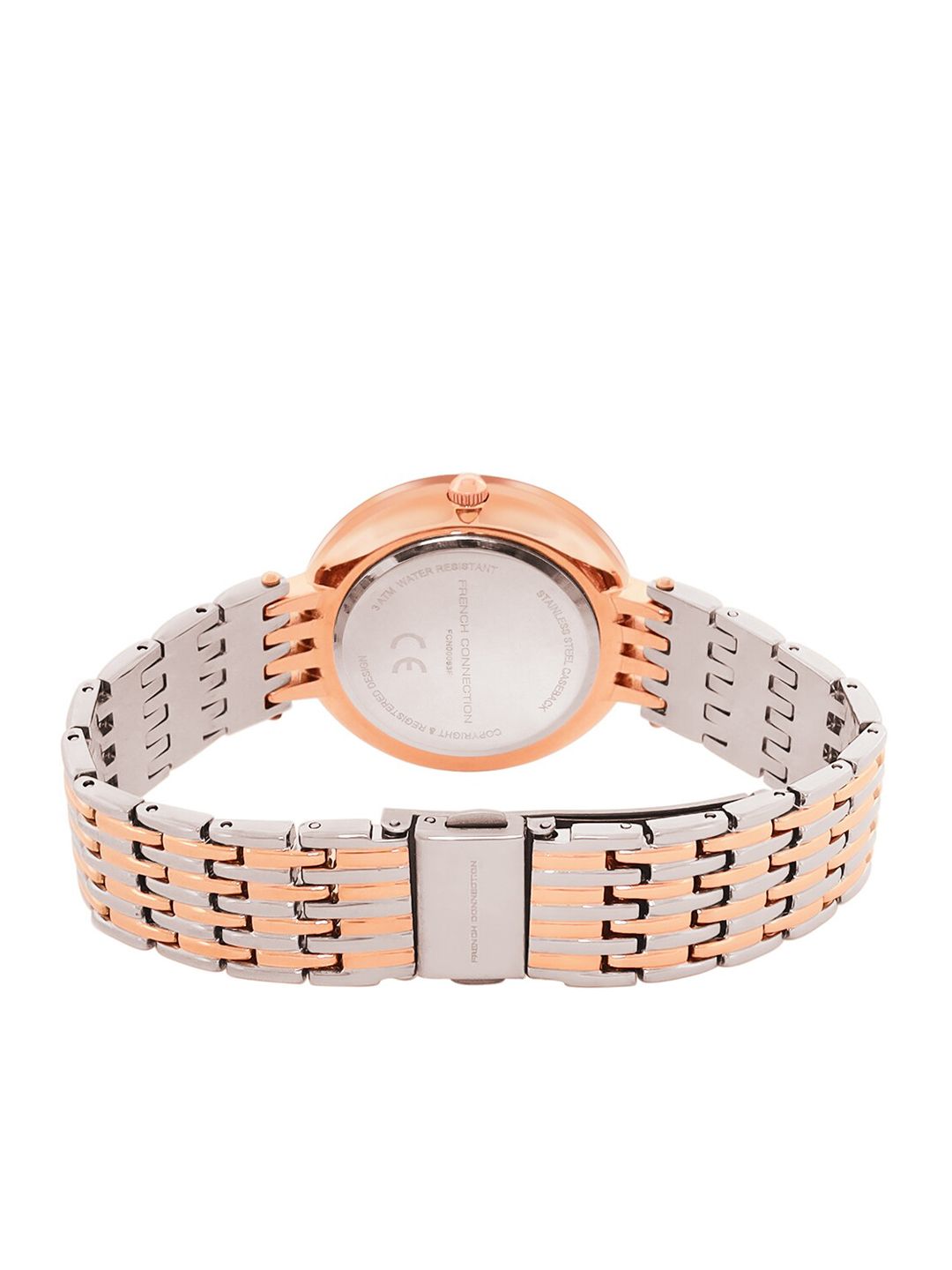 French Connection Women Embellished Dial & Stainless Steel Bracelet Style Straps Analogue Watch FCN00063C