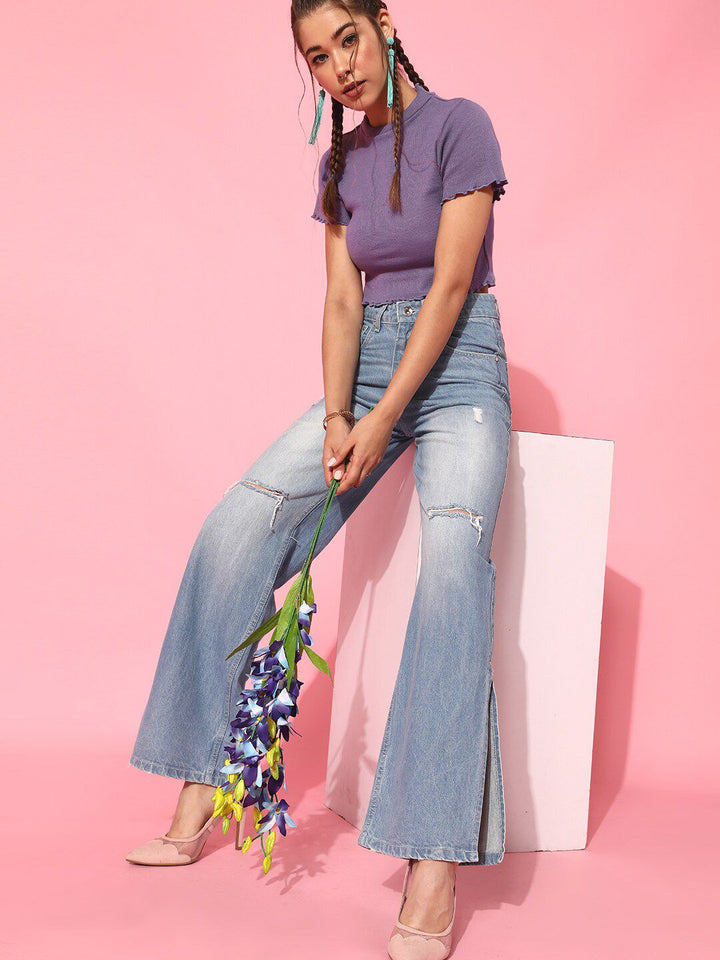 STREET 9 Women Elegant Lavender Solid Top