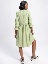 DressBerry Gathered Sophistication A-line Dress with Lace Insert