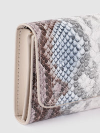 Lino Perros Women Snake Skin Textured Three Fold Wallet