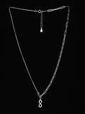 PRIONI 925 Sterling Silver Rhodium-Plated CZ-Studded Classic Necklace