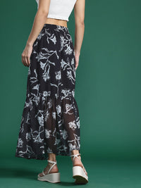 DressBerry Floral Print Slit Midi Skirt