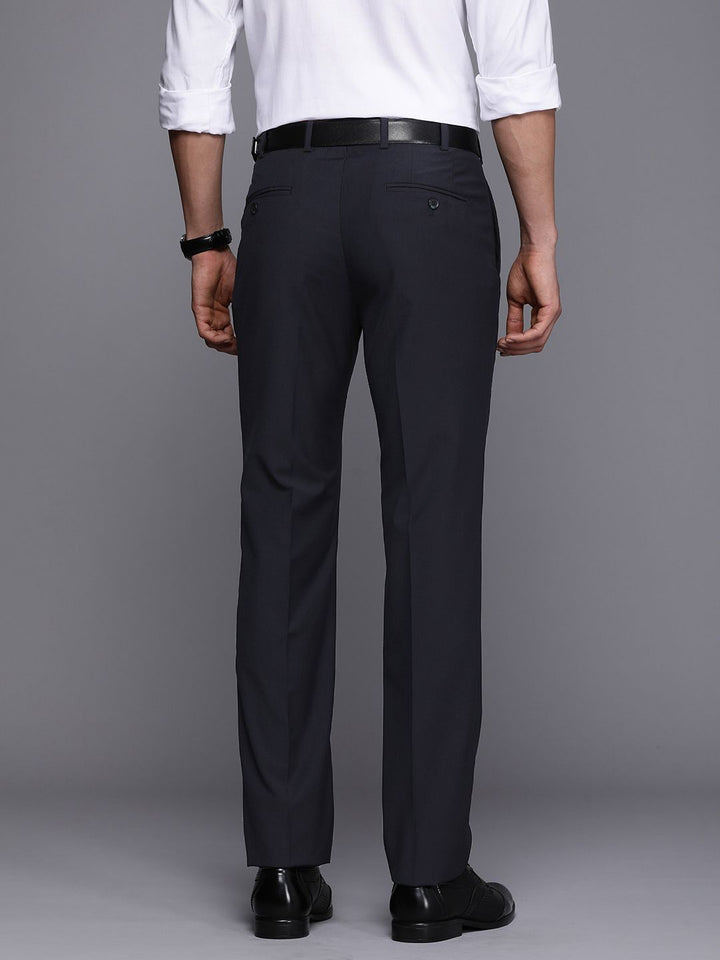 Raymond Men Solid Flat-Front Slim Fit Formal Trousers