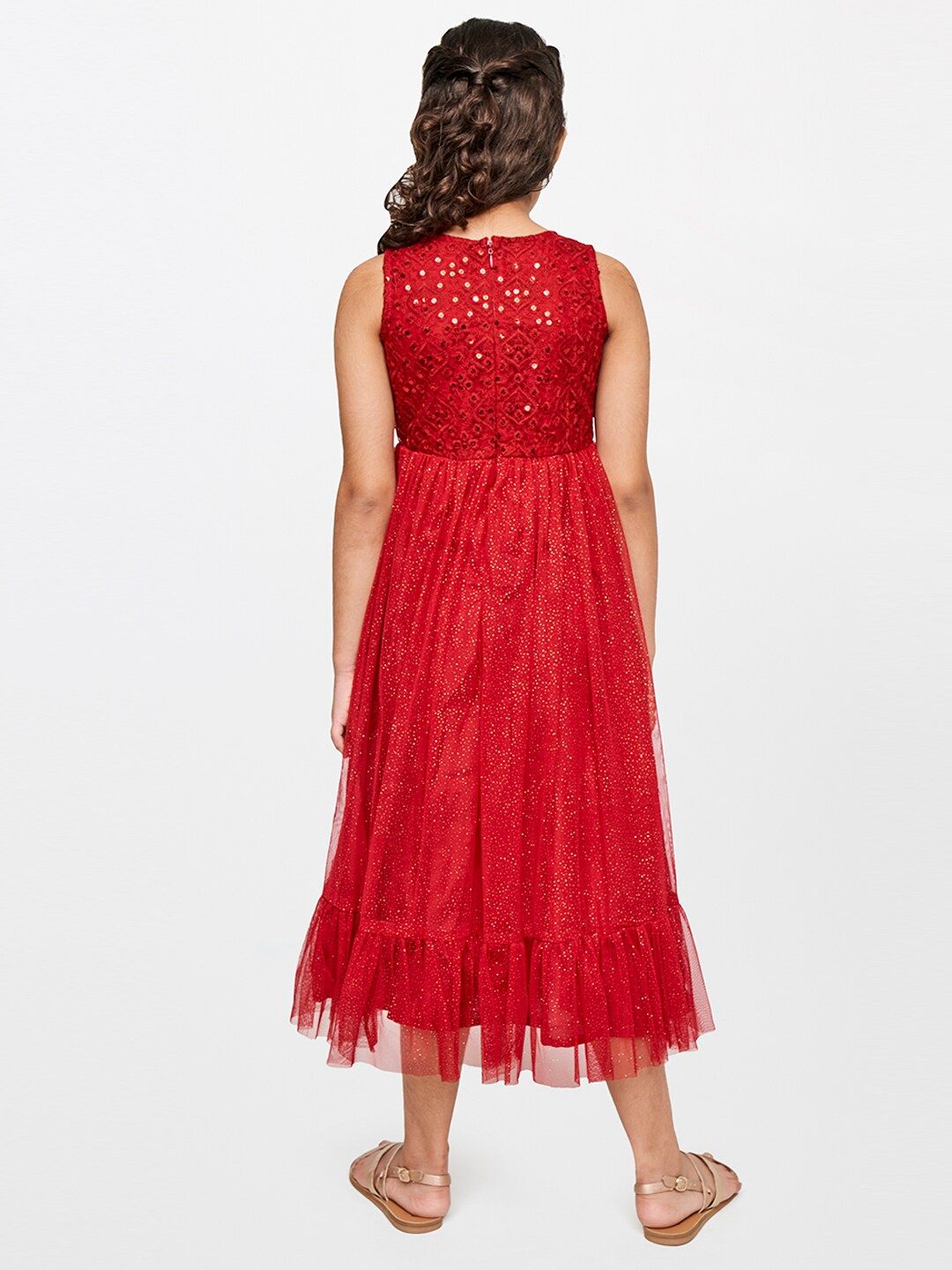 Global Desi Embellished A-Line Midi Dress
