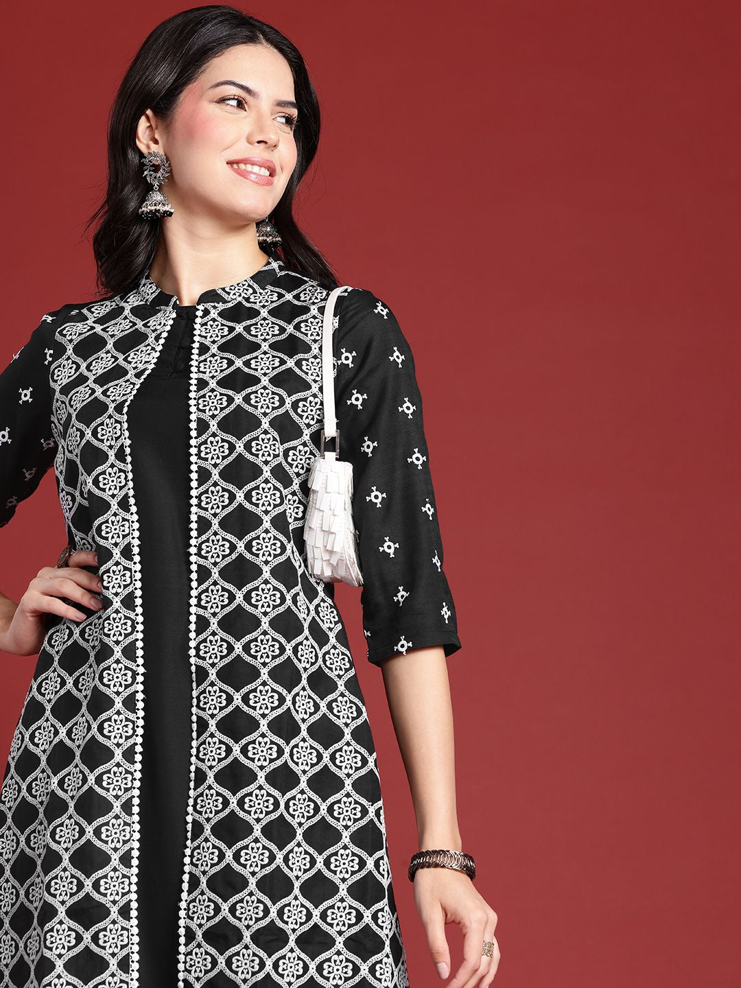 Anouk Ethnic Motifs Embroidered Layered Kurta