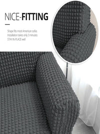 Cortina Grey Self Design Stretchble 1-Seater Sofa Cover with Skirt