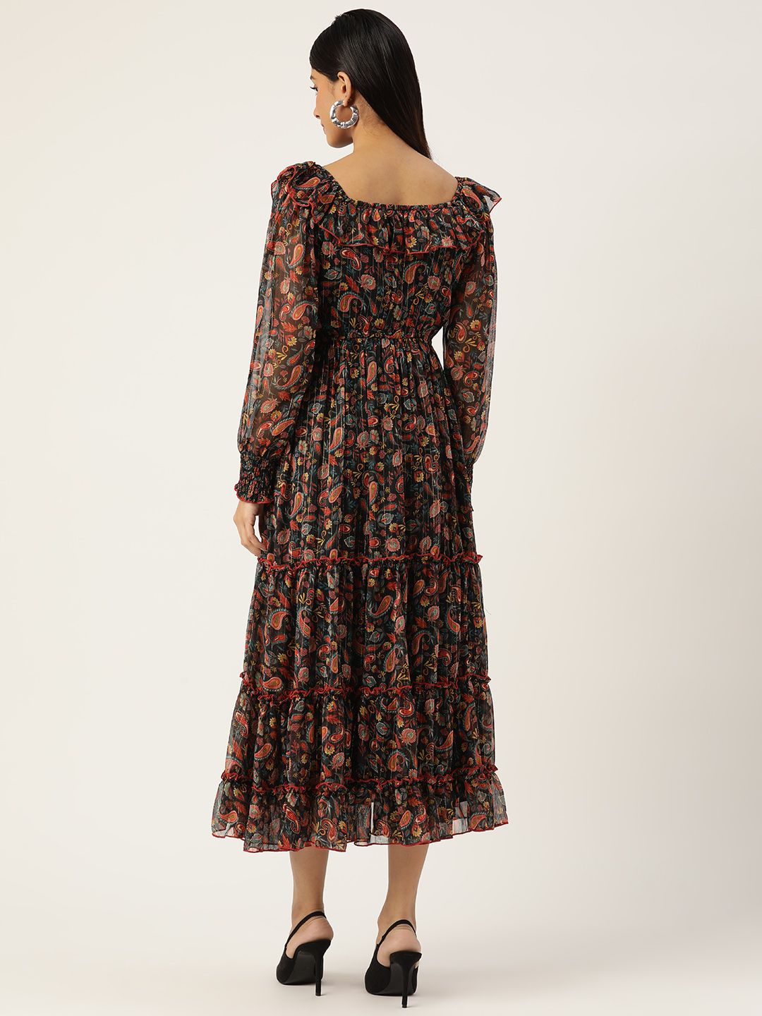 Antheaa Woman Floral Smocked Tiered Dress
