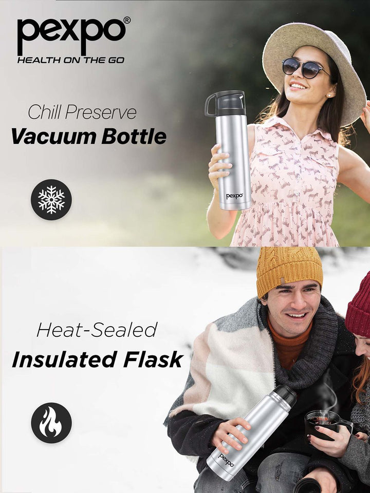 Pexpo Fererro Silver-Toned ISI Certified Thermosteel Hot flask Insulated Water Bottle 1L