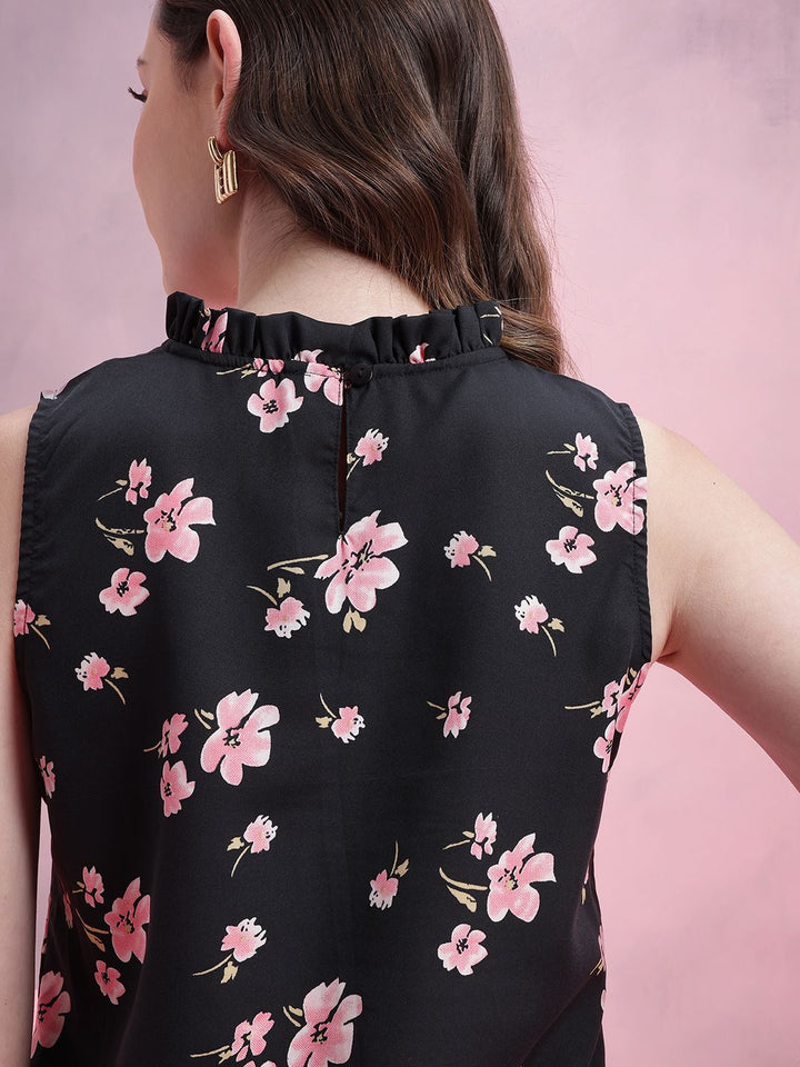 DressBerry Floral Print Ruffled Detail Top