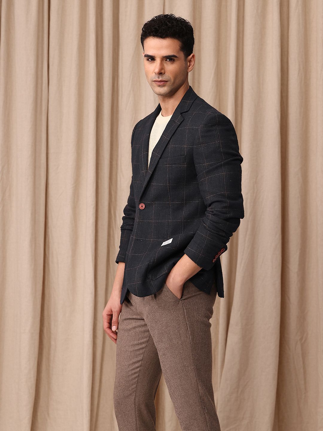 Mr Bowerbird Checked Single-Breasted Tailored Fit Casual Blazer