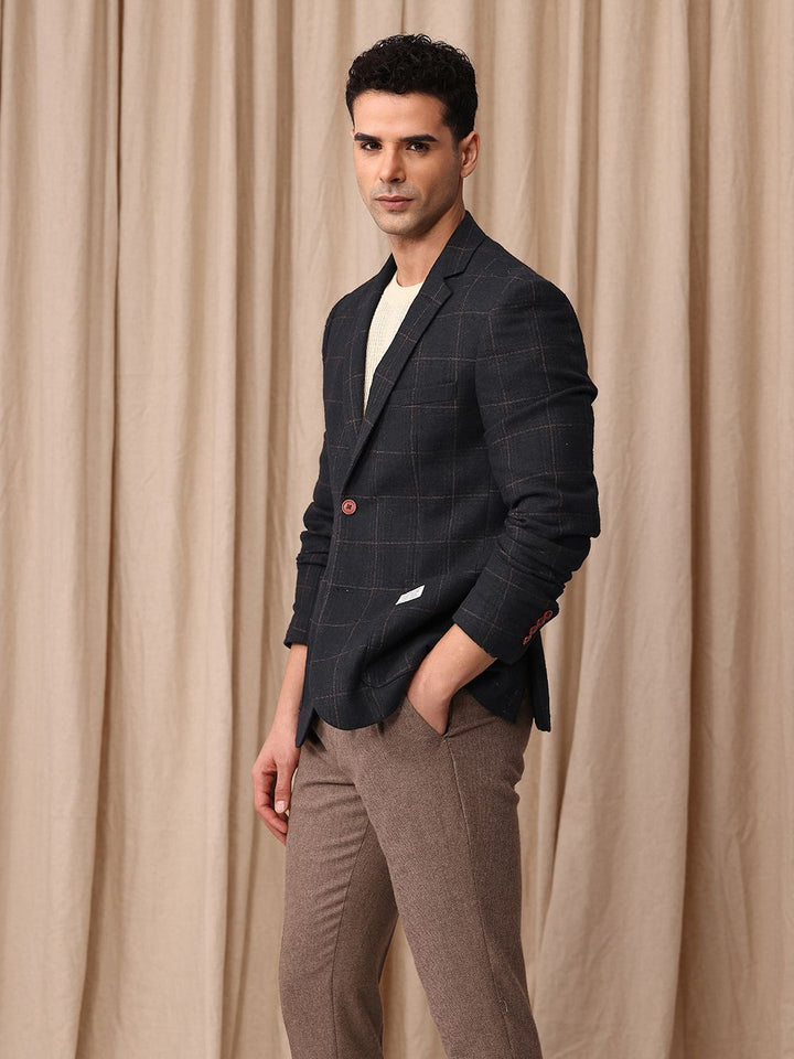 Mr Bowerbird Checked Single-Breasted Tailored Fit Casual Blazer