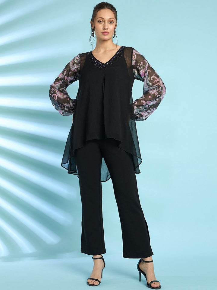 Antheaa Embellished Top With Trousers