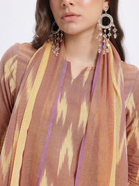 Anouk Women Ikat Printed Pure Cotton Kurta with Trousers & Dupatta