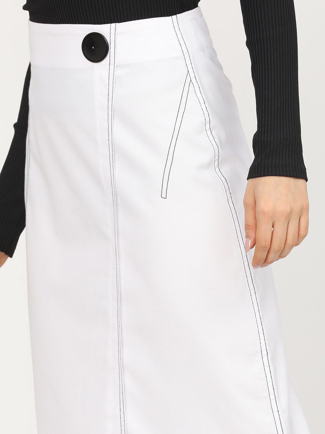 CHIC BY TOKYO TALKIES Women White Solid Overlapped A-Line Skirt
