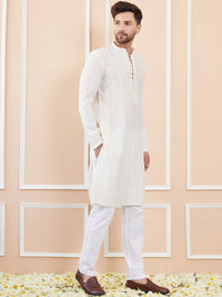 See Designs Mandarin Collar Long Sleeves Chanderi Silk Kurta