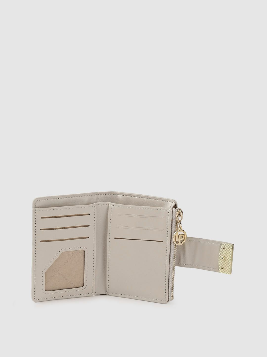 Lino Perros Women Grey Croc Textured Two Fold Wallet