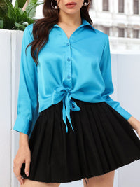 DressBerry Elevated Classics Satiny Chic Tie-Hem Shirt