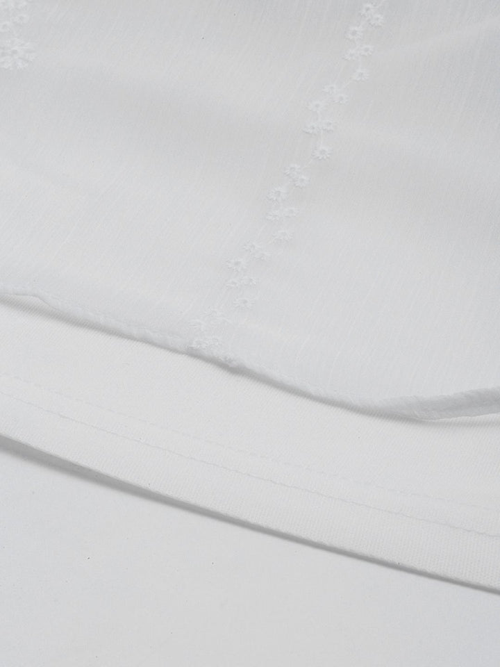 AND Women White Self Design Fit and Flare Dress