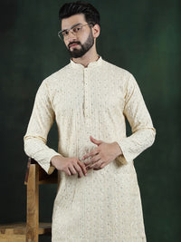SOJANYA LUXE Floral Embroidered Thread Work Cotton Silk Straigth Kurta