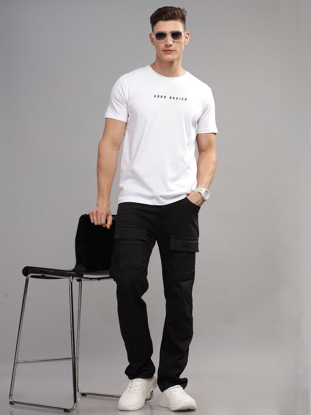 ADRO Men Typography Printed Raw Edge T-shirt