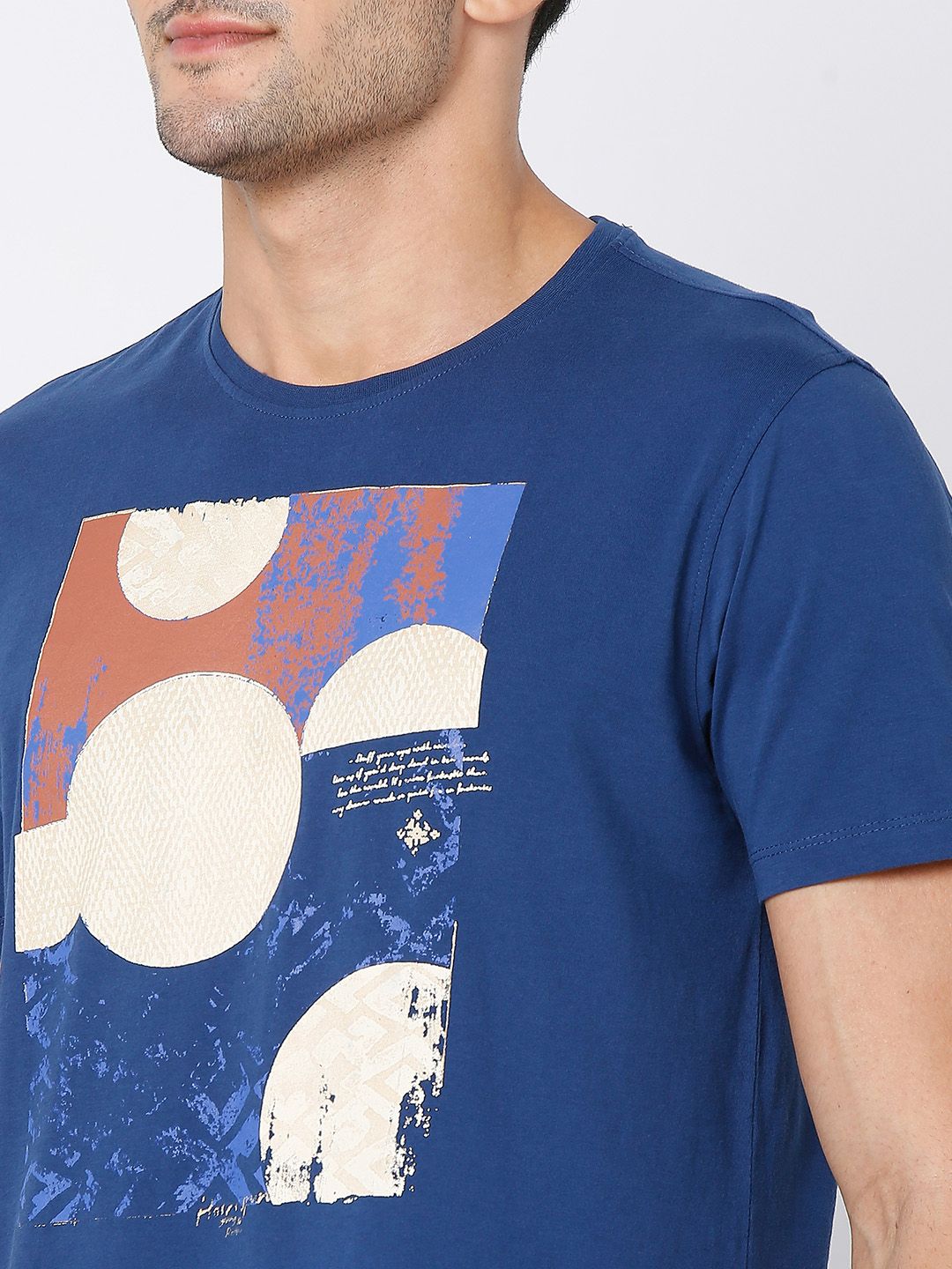 SPYKAR Pure Cotton Graphic Printed Slim Fit Casual T-shirt