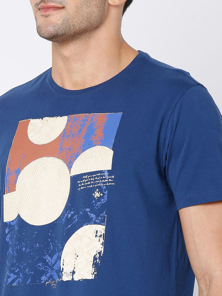SPYKAR Pure Cotton Graphic Printed Slim Fit Casual T-shirt