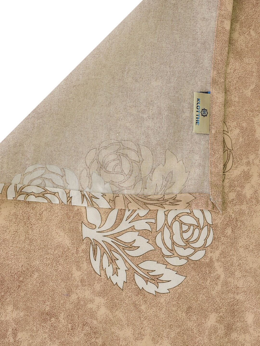 KLOTTHE Beige Floral Cotton 400 TC King Superfine Bedsheet with 2 Pillow Covers-98 x 89 inches
