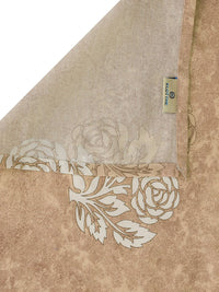 KLOTTHE Beige Floral Cotton 400 TC King Superfine Bedsheet with 2 Pillow Covers-98 x 89 inches