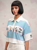 Tokyo Talkies Disney Women Mickey Friends Striped Crop Tshirt