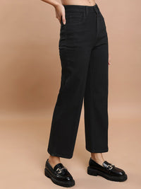 Basics By Tokyo Talkies Women Flared Mid-Rise Clean Look Straight Fit Stretchable Jeans