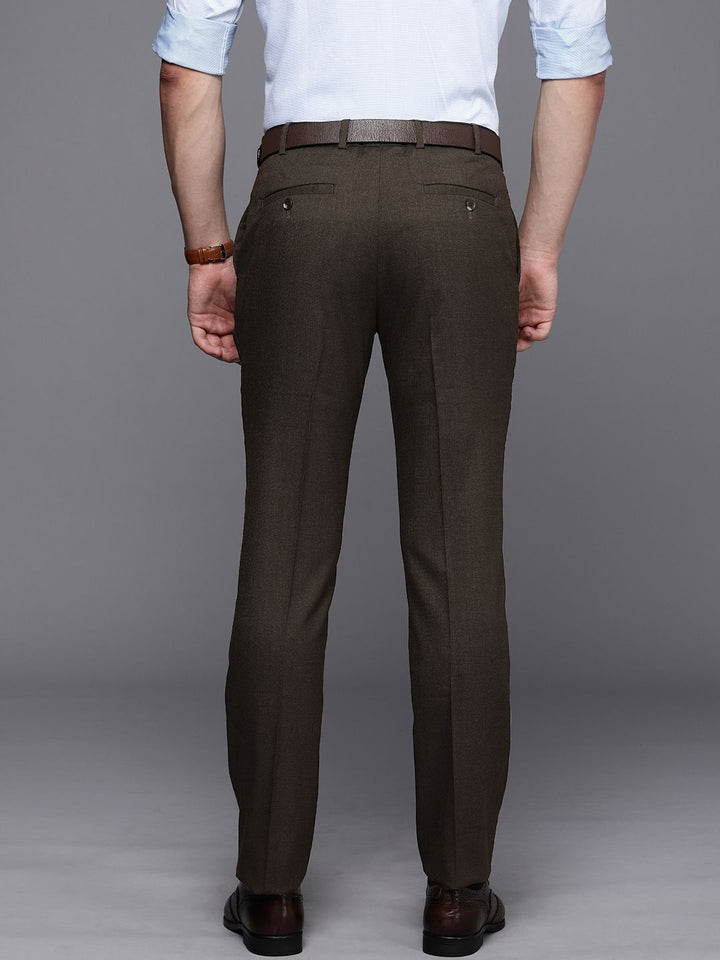 Raymond Men Checked Slim Fit Mid-Rise Formal Trousers