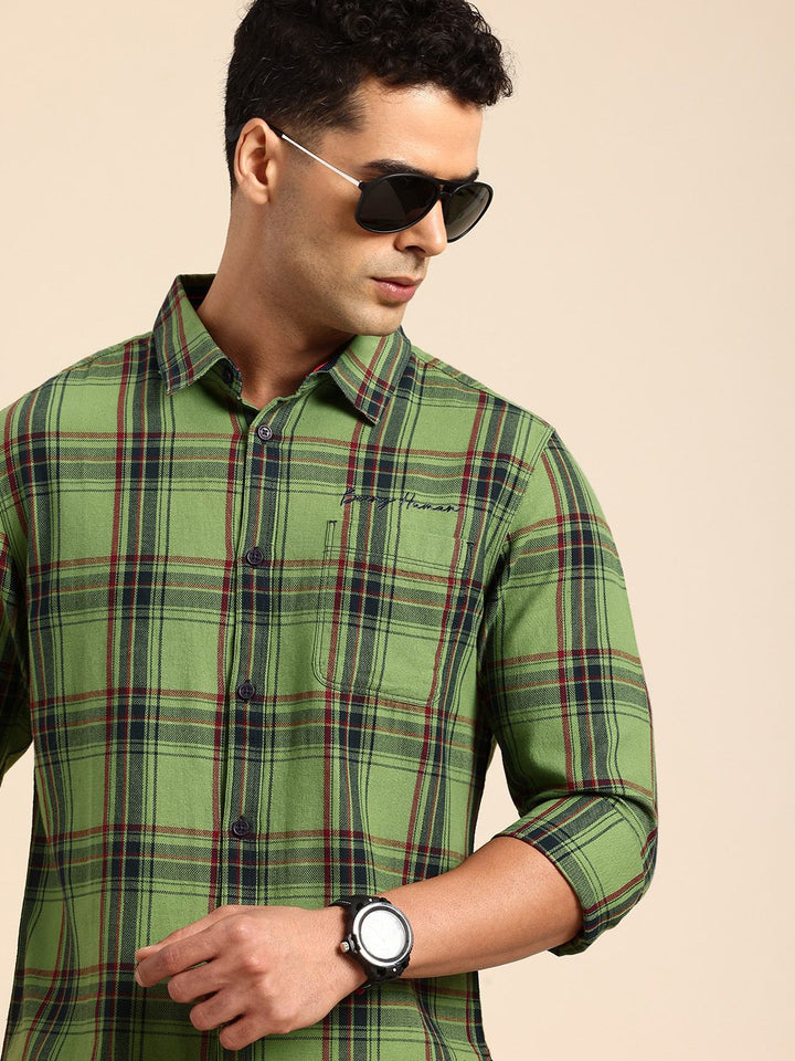 Being Human Pure Cotton Slim Fit Checked Casual Shirt