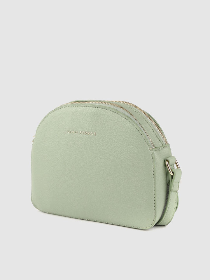 Lino Perros Green Solid Half Moon Sling Bag