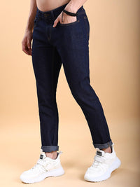 HIGHLANDER Men Slim Straight Fit Mid-Rise Clean Look Stretchable Jeans