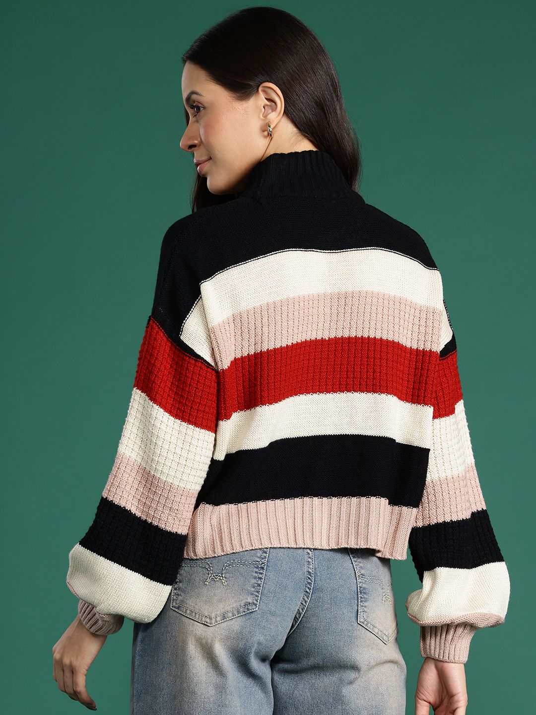 DressBerry Turtle Neck Striped Pullover