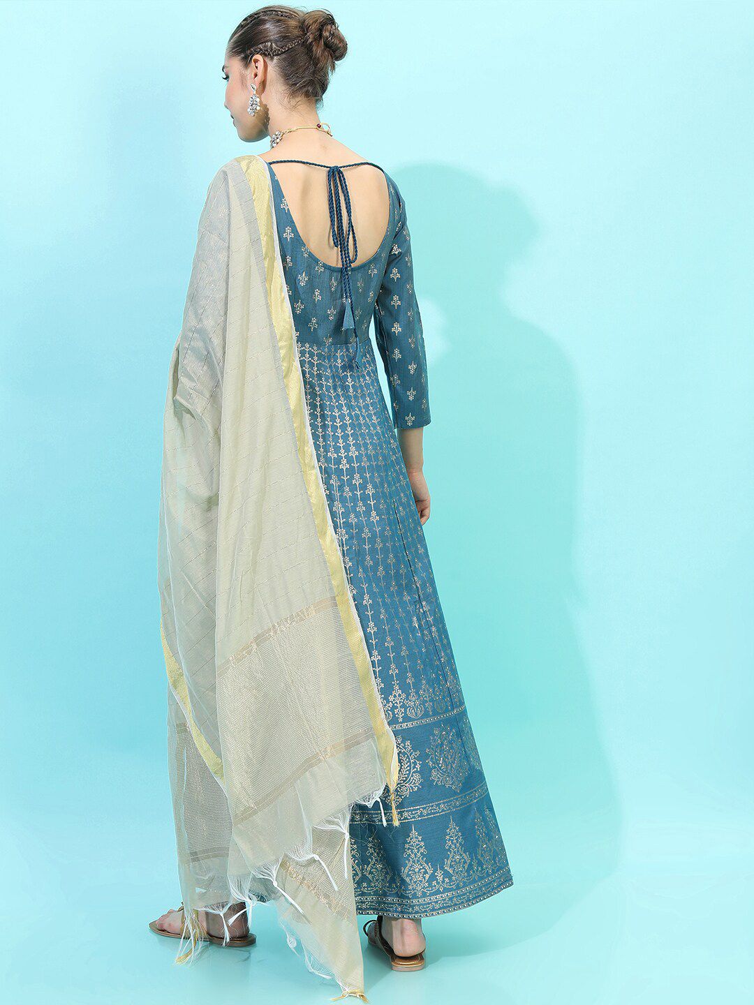 Vishudh Women Anarkali Maxi Dress With Dupatta