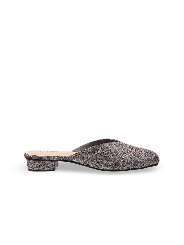 Metro Black Embellished Block Mules