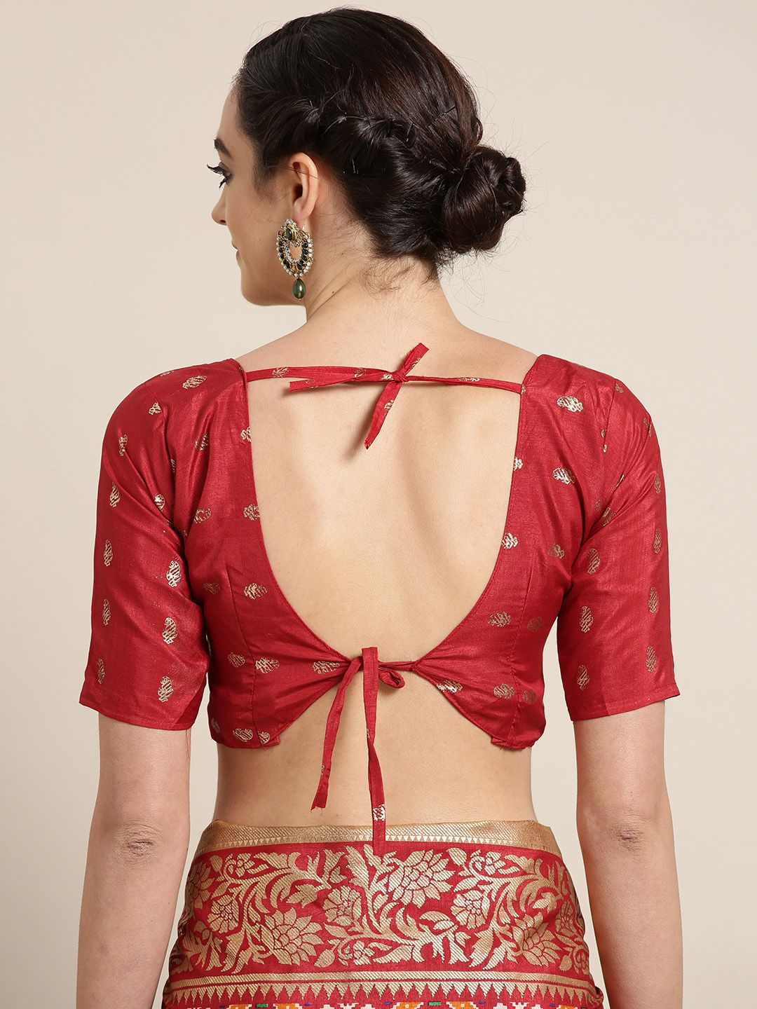 Saree mall Red & Golden Silk Blend Printed Patola Saree