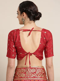 Saree mall Red & Golden Silk Blend Printed Patola Saree