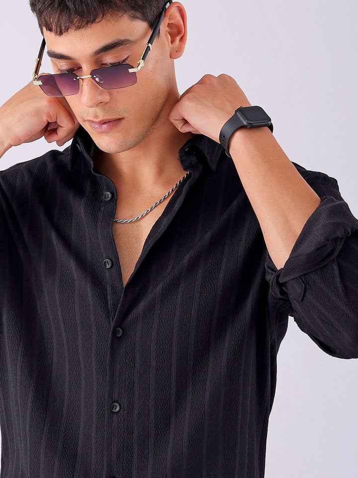 The Indian Garage Co Men Slim Fit Textured Jacquard Resortwear Shirt