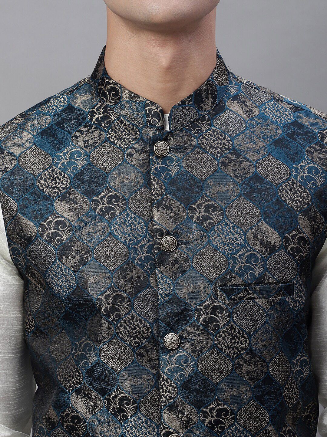 Anouk Woven Design Mandarin Collar Jackets