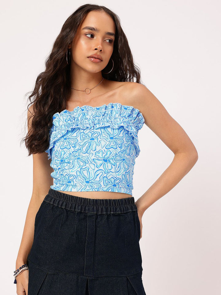 DressBerry Cutie Couture Floral Printed Smocked Tube Top